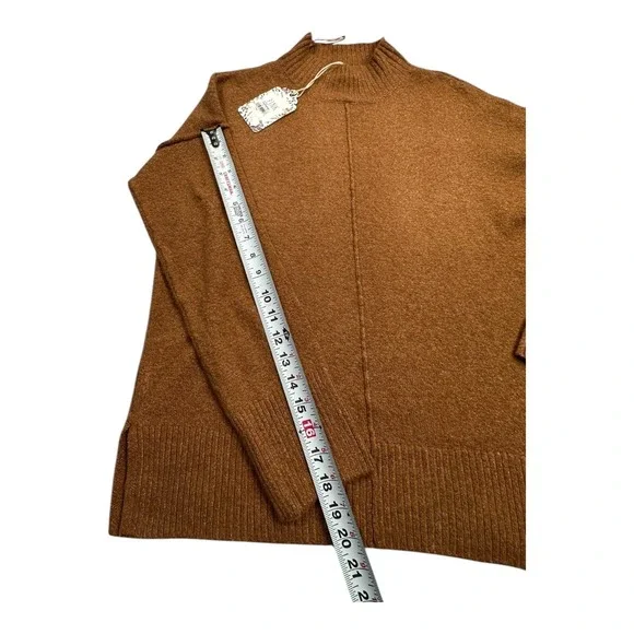 PINK ROSE Caramel Mock Neck Ribbed Knit Sweater Women's Size L - Picture 7 of 9